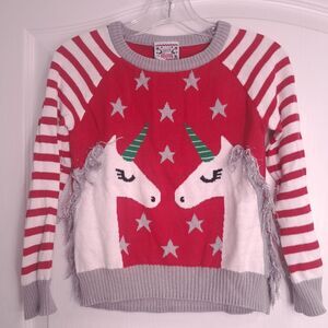 Candy Cane Stripe Unicorn Christmas Sweater